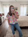Floral Balloon Sleeve Top
